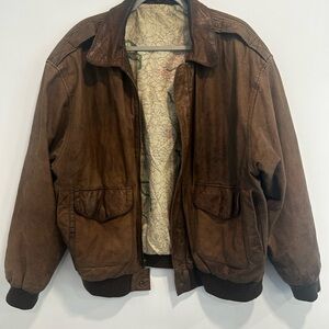 Vintage Leather Jacket|Map Lining|